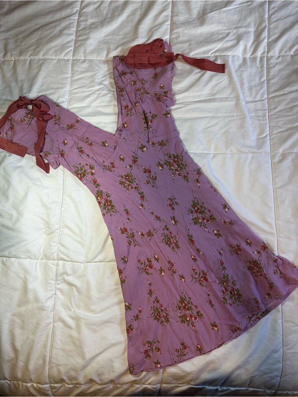 Wild Fable Floral Tie-Shoulder Lavender Mini Dress